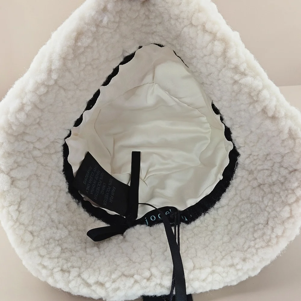 Jocelyn Bucket Hat Ivory Sherpa Faux Shearling Cottagecore Fall Winter Outdoor